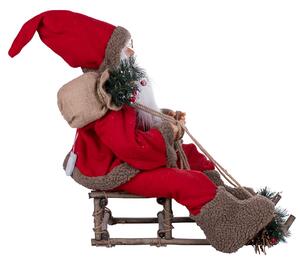 Babbo Natale decorativo 12 led con slitta in legno XMas - h45 cm