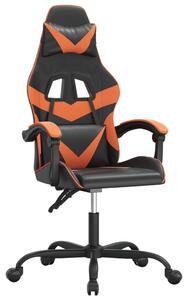 Sedia da Gaming Girevole Nero e Arancione in Pelle finta