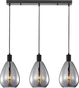 Lampada a sospensione moderna in vetro fumé nero su striscia per soggiorno sala da pranzo 3xE27 40W ZULO Italux