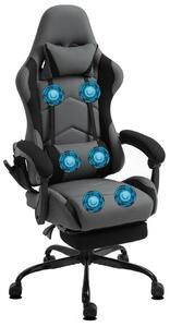 Delman sedia da gioco sedia da corsa sedia da ufficio sedia da computer funzione massaggio con 6 punti di vibrazione sedia executive poggiapiedi in tessuto traspirante 0036 grigio