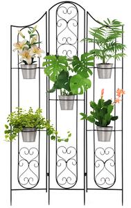 Outsunny Portapiante Verticale Pieghevole con 5 Vasi da Esterno in Metallo, 82x12.5x150cm, Nero|Aosom