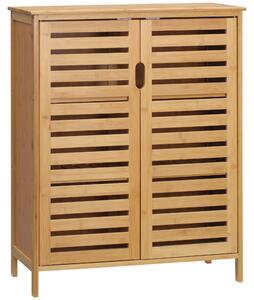 Kleankin Mobile Bagno Moderno a 2 Ante con 2 Ripiani Ventilati in Bambù, 68x32x86 cm, color Legno|Aosom