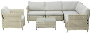 Outsunny Salotto da Giardino 7 Pezzi Modulabile in Rattan PE con Cuscini, Beige|Aosom