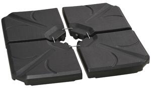 Outsunny Base per Ombrellone in HDPE da 4 Pezzi, Riempibili con Acqua e Sabbia max 18kg, 103x103x8.3 cm, Nero|Aosom