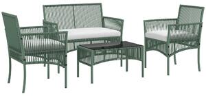 Outsunny Set da Giardino in Rattan da 4 Pezzi con 2 Poltrone da Esterni, Divano e Tavolino da Giardino
