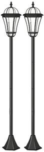 Outsunny Set 2 Lampioni Solari per Giardino con 2 LED e Accensione Automatica, Nero|Aosom
