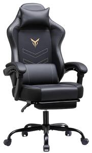 Sedia da gioco GTPLAYER, poltrona ergonomica per giocatori con poggiapiedi, sedia da ufficio regolabile in altezza con cuscino per la testa e cuscino lombare, sedia girevole in ecopelle nera