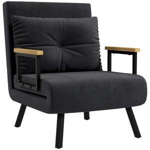 HOMCOM Poltrona Letto 3 in 1 con Schienale Reclinabile in 5 Posizioni e Cuscino, Divano letto con seduta imbottita, 63x73x81 cm, Nero | Aosom Italy