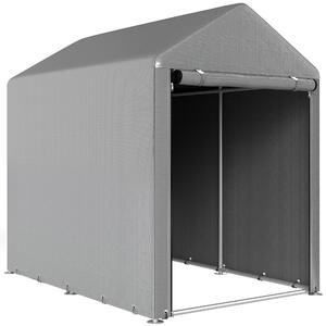 Outsunny Capanno Attrezzi Tenda Garage con Copertura Anti UV e Telaio in Metallo, 120x179x165cm, Grigio Chiaro