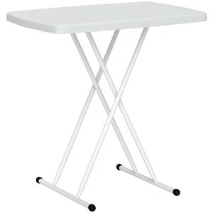 Outsunny Tavolino da Giardino Pieghevole con Altezza Regolabile, Metallo e HDPE, Bianco