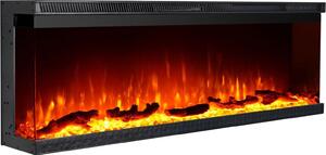 Dmora Camino Elettrico Pofi 127x20x44h cm Nero, Superficie Riscaldabile 30 m2 Potenza (kw) 0.75/1.5