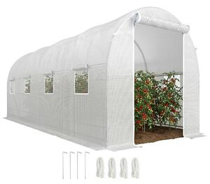 Outsunny Serra da Giardino a Tunnel 5x2x2m con Struttura in Acciaio e Telo in Polietilene, Bianco|Aosom