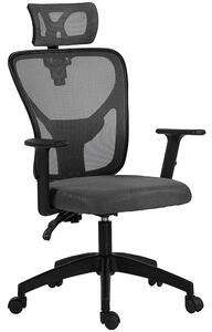 Vinsetto Sedia da Ufficio Ergonomica e Regolabile con Supporto Lombare e Poggiatesta, 66x61x106-116 cm, Grigio | Aosom Italy