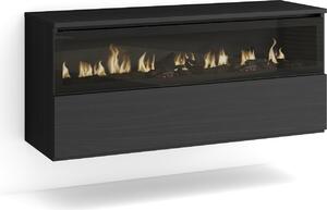 COZY Caminetto elettrico LED, 102x35x45cm, Camino elettrico, da appendere, Nero