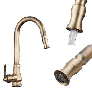 Rubinetto da cucina estraibile, design monocomando, elegante finitura in ottone, ottone antico