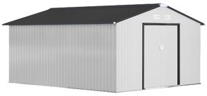 Outsunny Casetta da Giardino 3.4x3.8x2 m in Acciaio con Doppia Porta Scorrevole e Tetto Inclinato, Argento | Aosom Italy