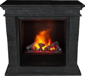 Caminetto a vapore acqueo Xaralyn - Kreta-Mini EC6-SBU - pietra naturale nera - con telecomando - caminetto elettrico Opti-Myst - caminetto da incasso incluso - camino decorativo
