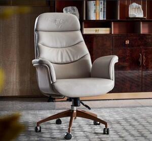 Sedia da ufficio Beige Pelle Acciaio Inox Mobili da ufficio Arredamento Nuovo