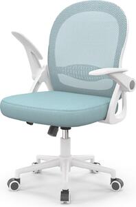 Sedia da ufficio Ergonomica - Sedia da scrivania con rivestimento in rete traspirante - Braccioli ribaltabili - Regolabile in altezza - Sedia girevole a 360° - Blu