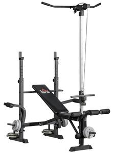 HOMCOM Panca Fitness con Leg Press, Squat Rack e Leg Extension, in Acciaio e PU, 180x134x200 cm, Nero e Argento | Aosom Italy