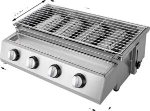 Barbecue a gas, 4 bruciatori, struttura in acciaio inox, grigio chiaro