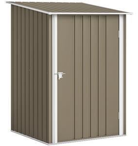 Outsunny Casetta da Giardino Porta Attrezzi in Acciaio Galvanizzato con Porta, 100x104x160 cm, Marrone e Bianco | Aosom Italy