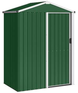 Outsunny Casetta da Giardino in Acciaio 1.1m² con Porta Scorrevole Bloccabile, 136x87x179 cm, Verde | Aosom Italy