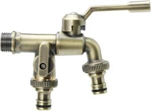 Rubinetti da giardino doppi in metallo massiccio con piedistallo, rubinetto antico per doppio lavabo con doppio scarico (bronzo verde)
