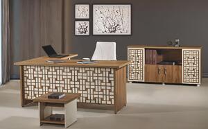 Gruppo ufficio scrivania angolare ufficio studio mobile 3 pezzi legno marrone