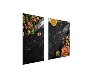 Piastre copri fornelli 2 pezzi 75x52 Vetroceramica copri piano cottura vetro tagliere pesce cucina
