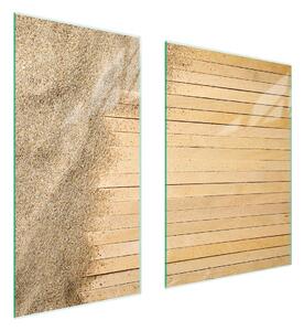 Piastre copri fornelli 2 pezzi 75x52 Copri piano cottura in Vetroceramica tagliere in vetro legno sabbia