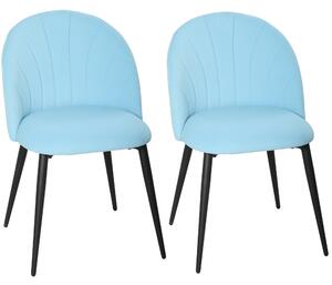 HOMCOM Set 2 Sedie da Pranzo Imbottite con Schienale a Conchiglia in Velluto, 52x55x79 cm, Azzurro | Aosom Italy