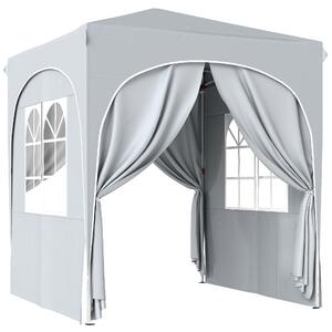 Outsunny Gazebo Pieghevole Gazebo da Giardino UPF50+ Portatile 2x2m Grigio Chiaro | Aosom Italy