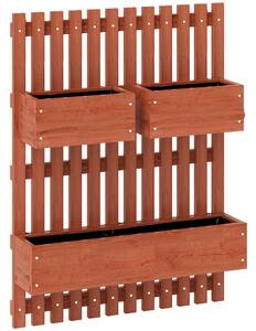 Outsunny Fioriera Verticale a Doghe da esterno con 3 Vasi Rimovibili, in Legno di Abete, 60x16x80 cm, Marrone | Aosom Italy
