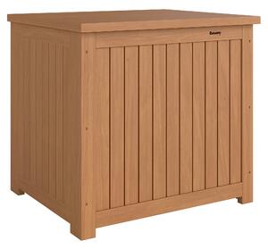 Outsunny Cassapanca da Esterno 130L con Coperchio Cerniere e Cinghia, in Legno, 63x51x58.5 cm, Marrone | Aosom Italy