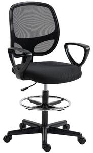 HOMCOM Sedia Ufficio Ergonomica Girevole in Rete Traspirante con Anello Poggiapiedi e Altezza Regolabile, Nero | Aosom Italy