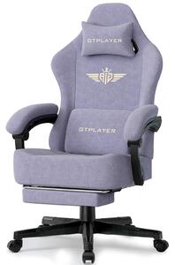 GTPLAYER sedia da gioco Poltrona da gioco ergonomica Sedia da scrivania Sedia da ufficio con superficie in tessuto Cuscino di seduta a molla, braccioli di collegamento, con poggiapiedi
