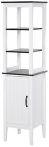 HOMCOM Mobile Bagno Alto Stretto, Mobiletto Bagno Salvaspazio con 3 Ripiani Aperti, Ripiano Regolabile, per Lavanderia, 40x38x162.5 cm, Bianco | Aosom Italy