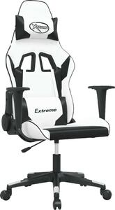 Sedia da Gaming Massaggiante Bianco e Nero in Pelle finta
