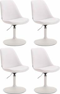 Set di 4 sedie da pranzo in Pelle finta - sedie - design moderno, seduta confortevole, colore: bianco | colore base: bianco