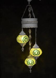 Lampada orientale con 3 sfere di vetro verde, lampadario a mosaico per un'illuminazione d'atmosfera
