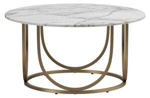 Tavolino da salotto rotondo bianco/dorato con effetto marmo ø 79 cm Gwyneth – CosmoLiving by Cosmopolitan