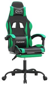 Sedia da Gaming con Poggiapiedi Nero e Verde in Pelle finta