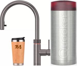 "QUOOKER Flex COMBI+ B bocca estraibile PVD canna di fucile & miscelatore 100°C (22+XGME)" Miscelatore per lavello con funzione di acqua bollente a 100°C Inclusa tazza termica