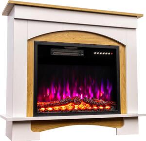 Camino elettrico con mobile - 58 cm - 1000/2000 W - Effetto fiamma 3D - Telecomando - Timer 1-8 ore - Mobile 90×30×80 cm - Bianco