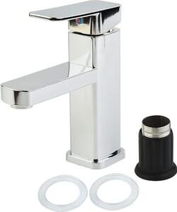 Miscelatore monocomando per lavabo ReachMall, rubinetto angolare per lavabo, miscelatore monocomando, argento, valvola in Vetroceramica, da incasso, monoforo, bagno
