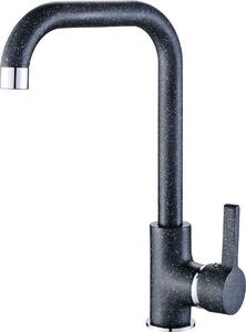 Miscelatore per lavello verticale di design con bocca a L in granito nero
