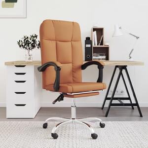 The Living Store Sedia da ufficio con funzione reclinabile in Pelle finta marrone
