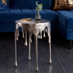 Riess-ambiente Tavolino stravagante LIQUID LINE 50 cm argento, design a goccia, metallo, alluminio, rotondo, tavolino da salotto