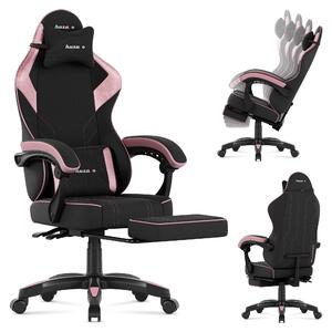 Huzaro Force 3.7 Pink sedia da gioco con poggiapiedi - Sedia ergonomica girevole con cuscino e schienale regolabile